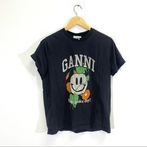 Ganni “have a nice day” smiley t shirt size s